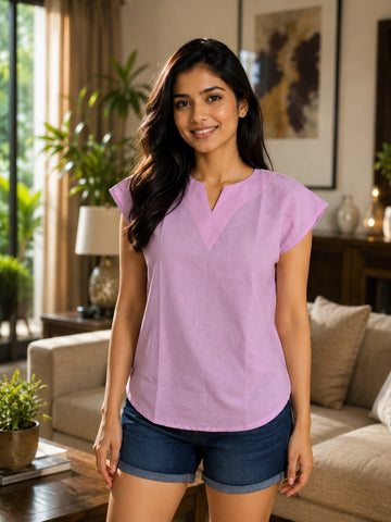 Pink Cotton Blends Top