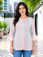 Pink Rainbow Stripe Cotton Shirts