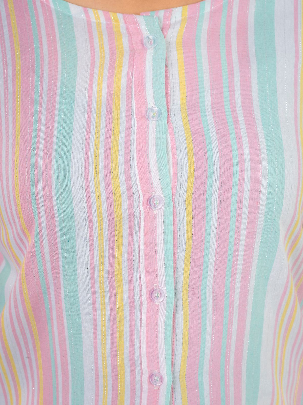 Pink Rainbow Stripe Cotton Shirts