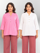 Pink & White Cotton Comfort Tops Combo