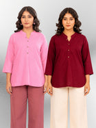 Pink & Wine Cotton Comfort Tops Combo