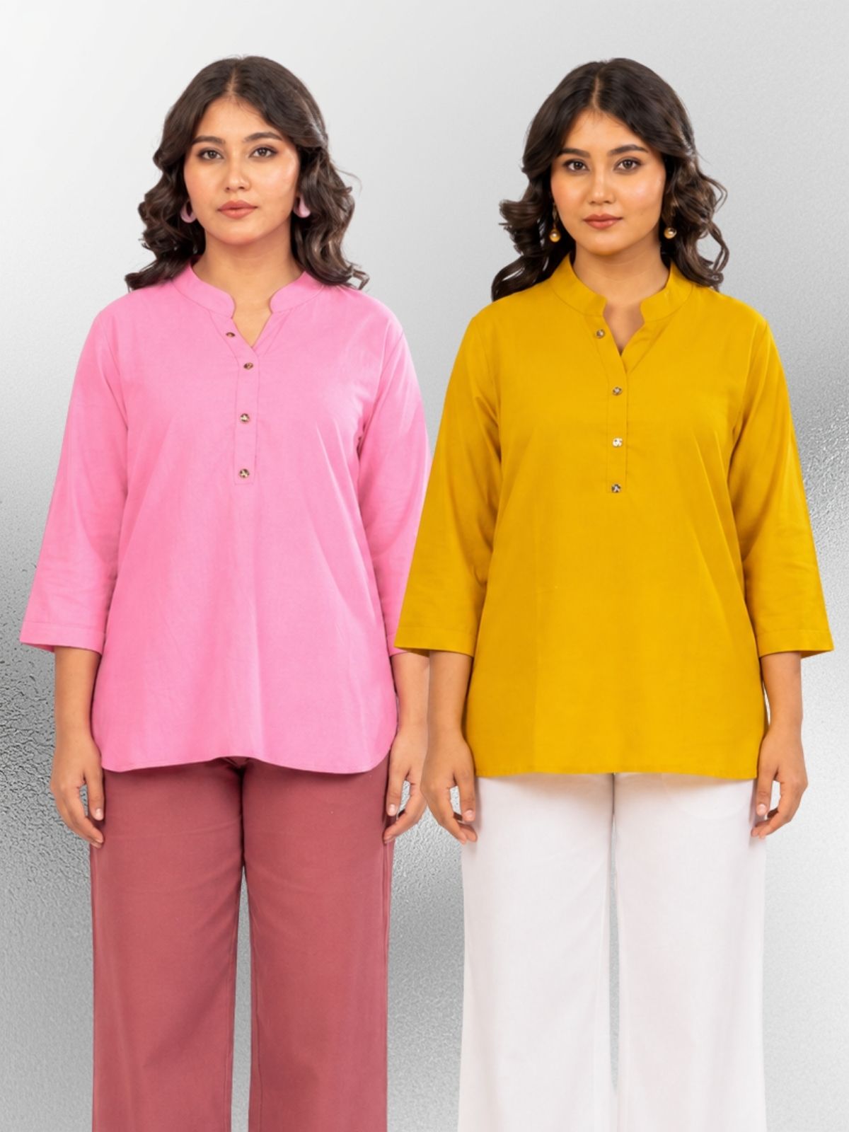 Pink & Yellow Cotton Comfort Tops Combo