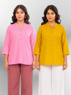 Pink & Yellow Cotton Comfort Tops Combo