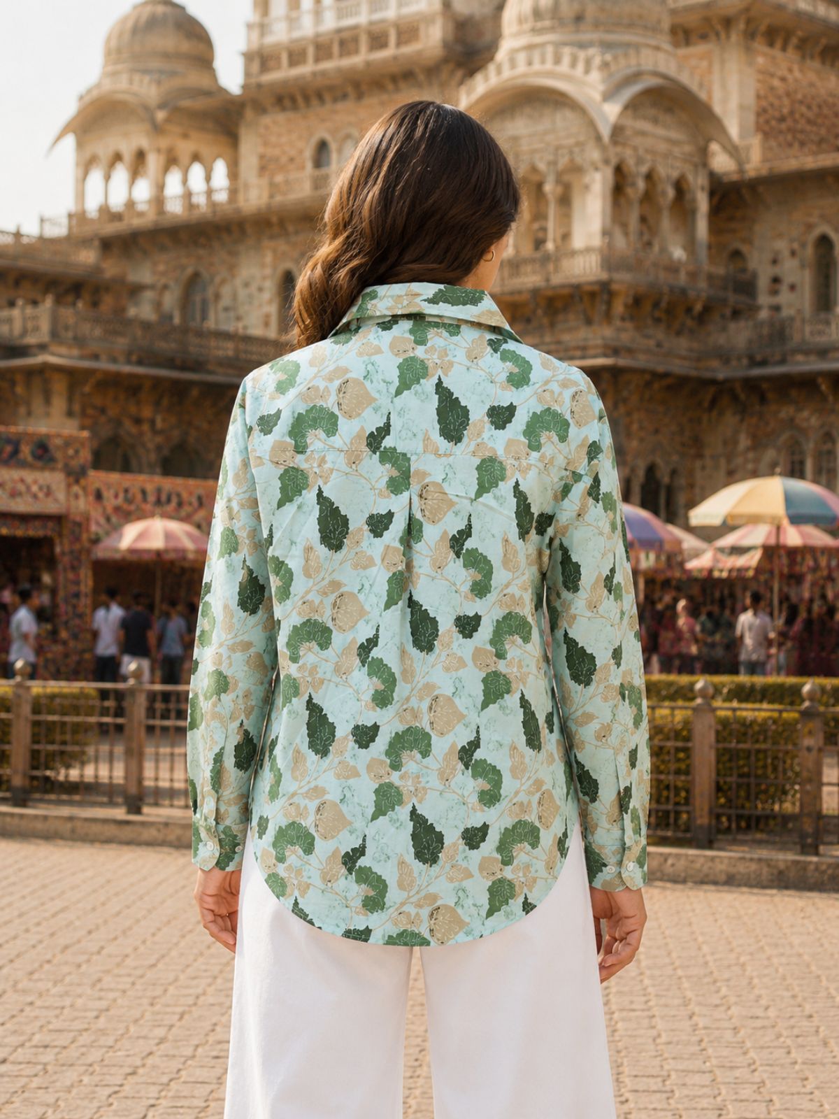 Women Printed Collar Cotton Shirts CM-001