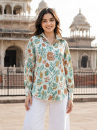 Women Printed Collar Cotton Shirts CM-002