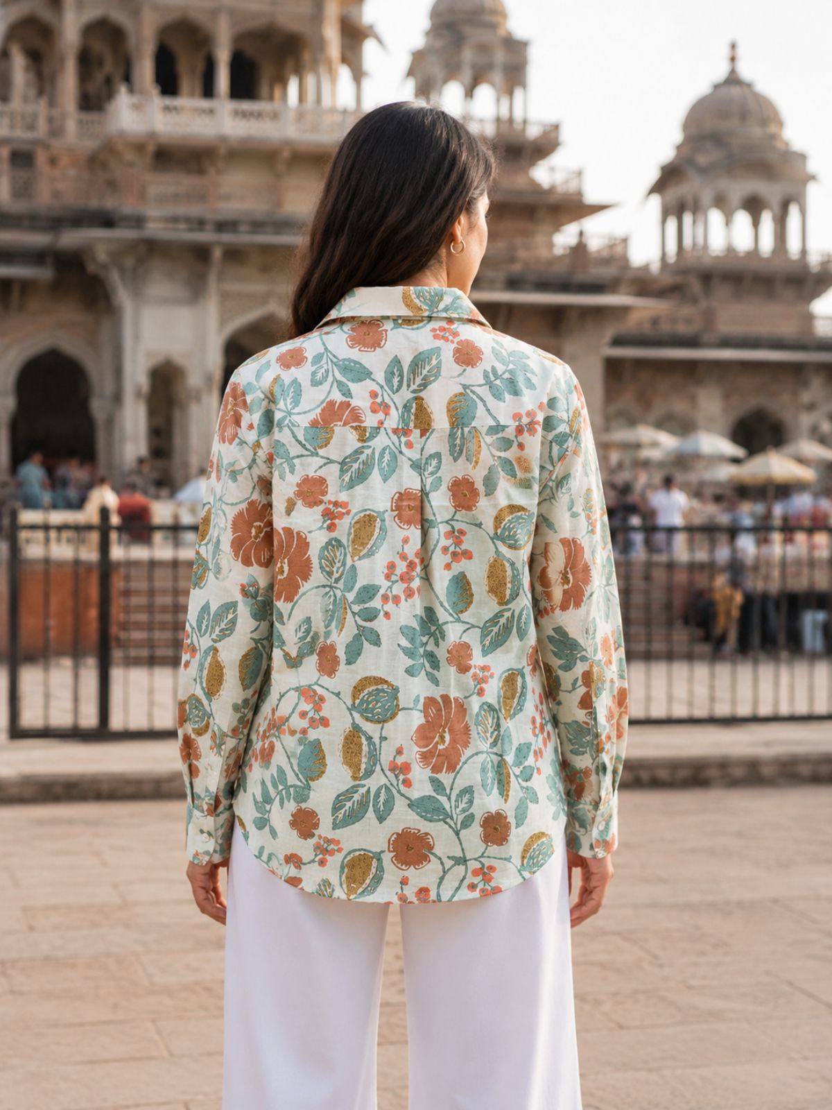 Women Printed Collar Cotton Shirts CM-002