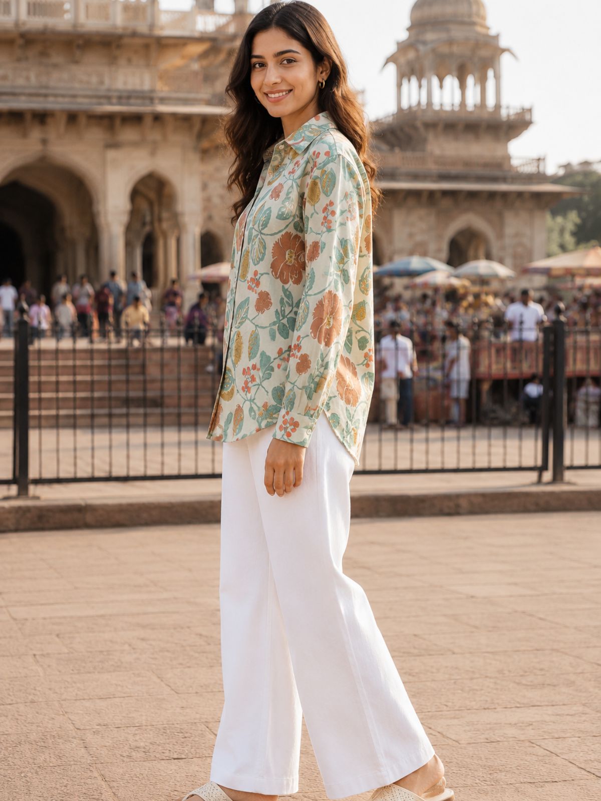 Women Printed Collar Cotton Shirts CM-002