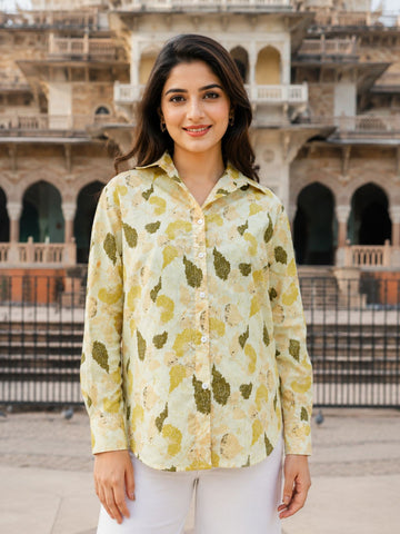 Women Printed Collar Cotton Shirts CM-003