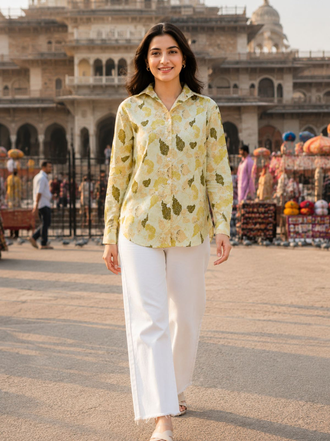 Women Printed Collar Cotton Shirts CM-003