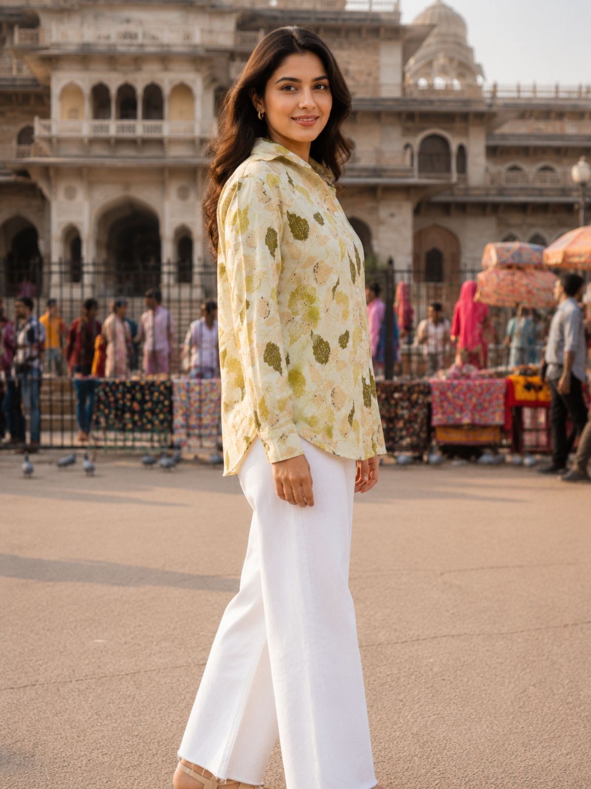 Women Printed Collar Cotton Shirts CM-003