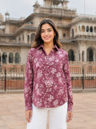 Women Printed Collar Cotton Shirts CM-009