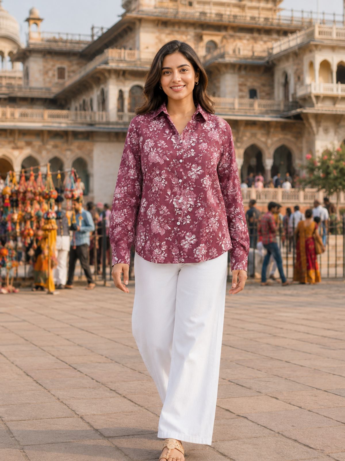Women Printed Collar Cotton Shirts CM-009
