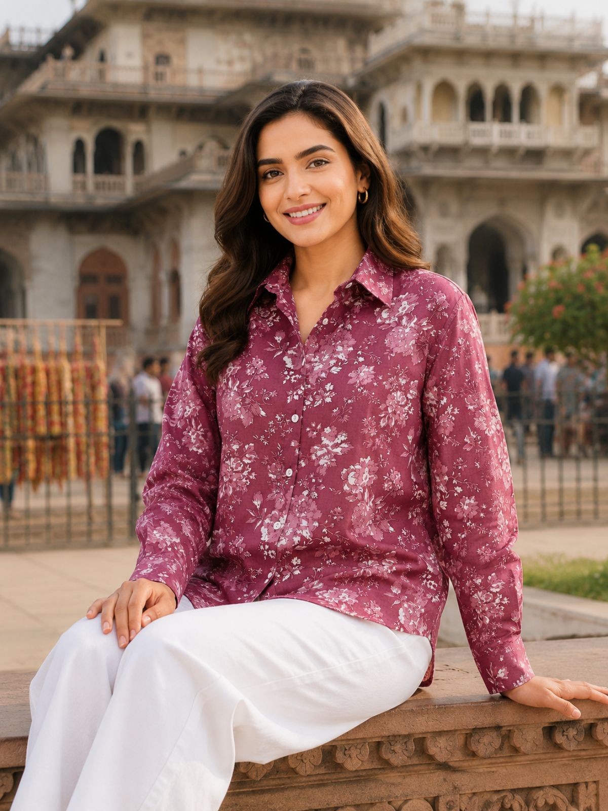 Women Printed Collar Cotton Shirts CM-009