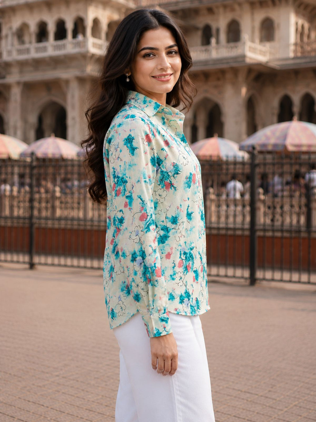 Women Printed Collar Cotton Shirts CM-010