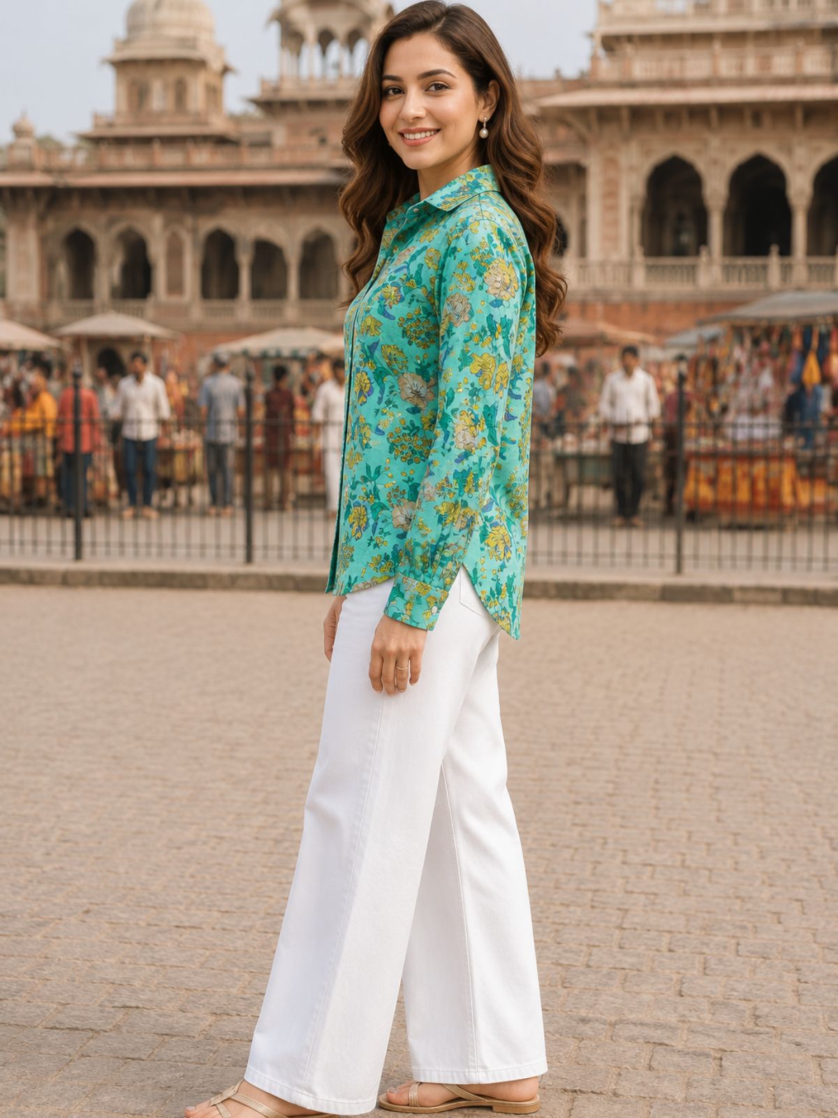 Women Printed Collar Cotton Shirts CM-014