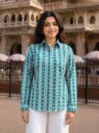 Women Printed Collar Cotton Shirts CM-029