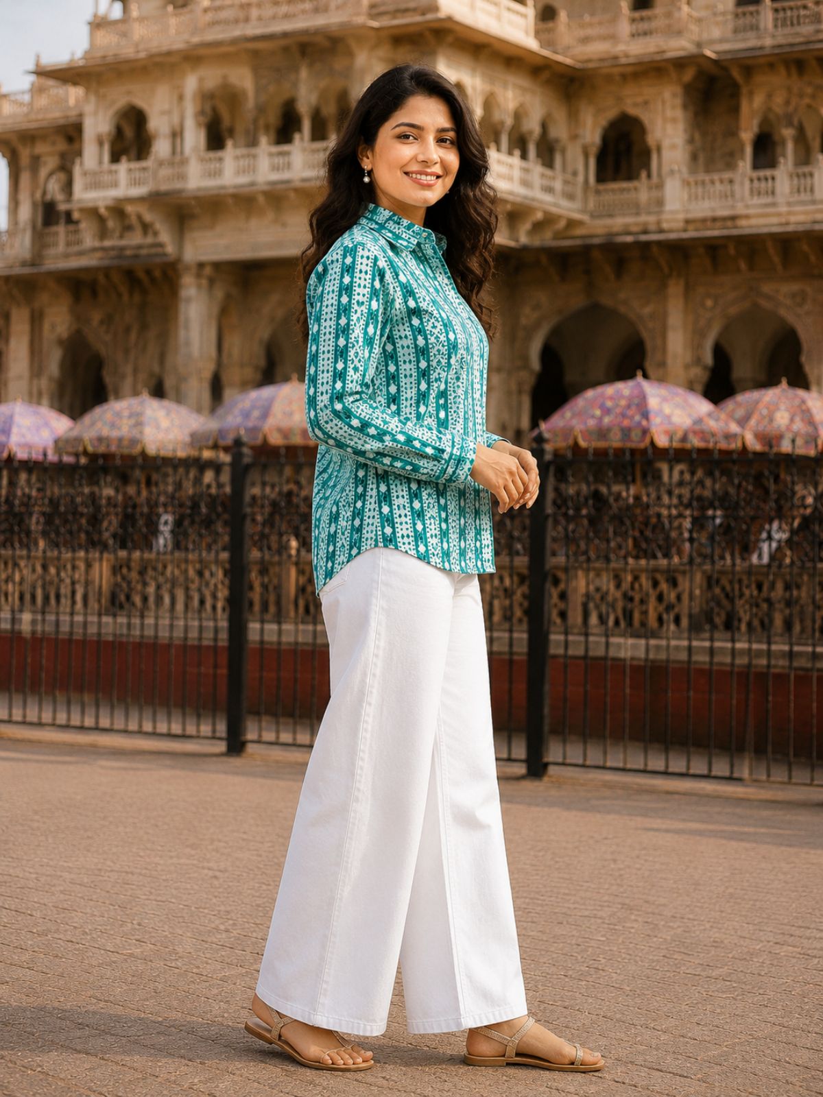 Women Printed Collar Cotton Shirts CM-029