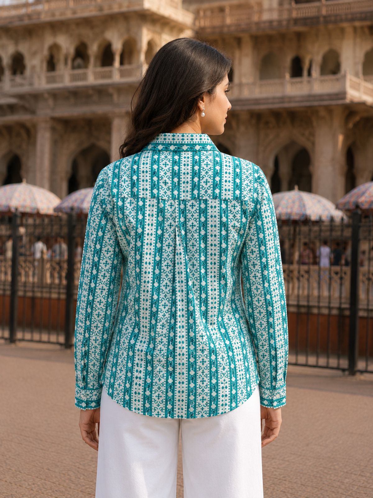 Women Printed Collar Cotton Shirts CM-029