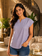 Purple Cotton Blends Top