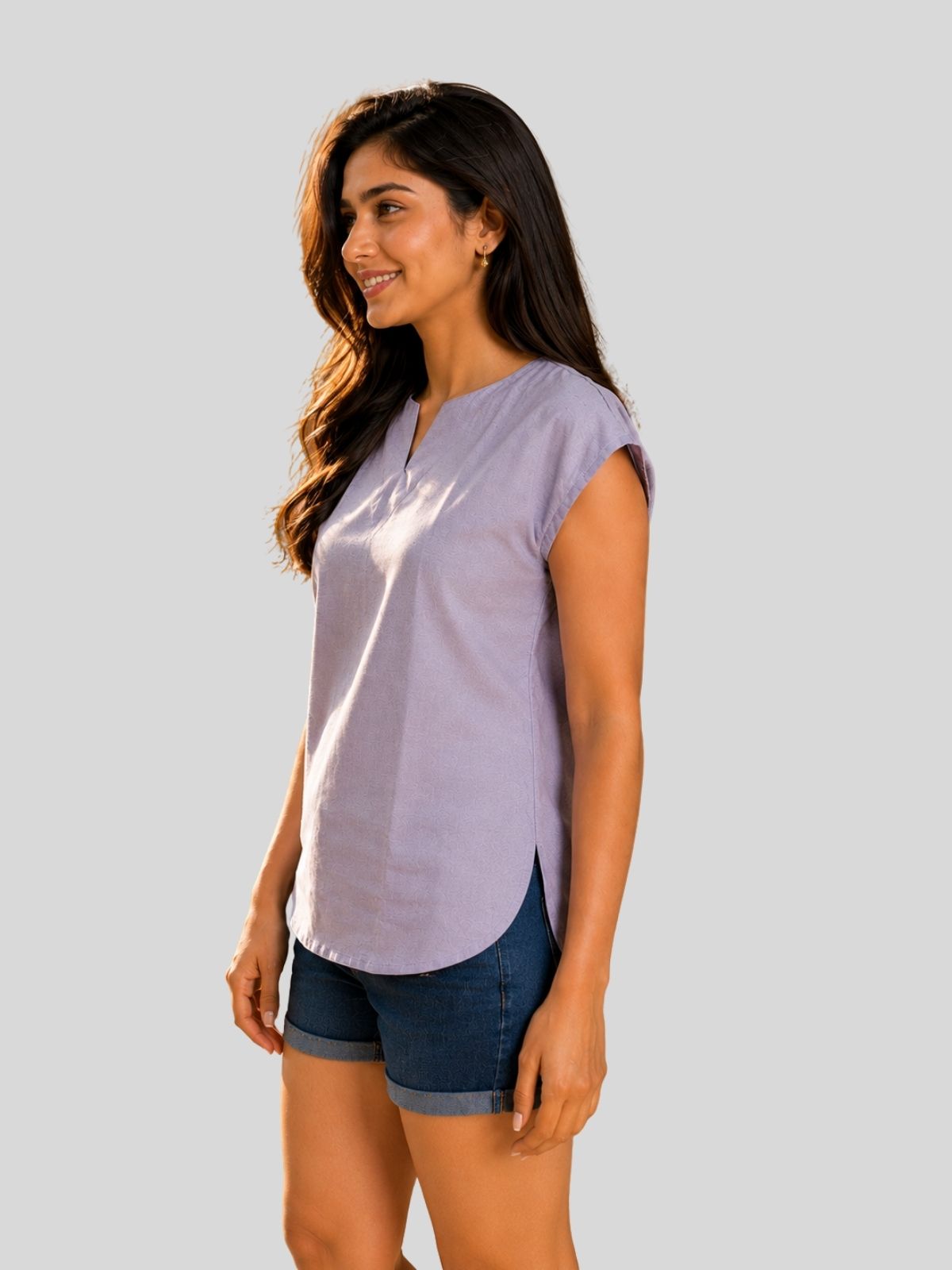 Purple & Yellow Cotton Blends Tops Combo