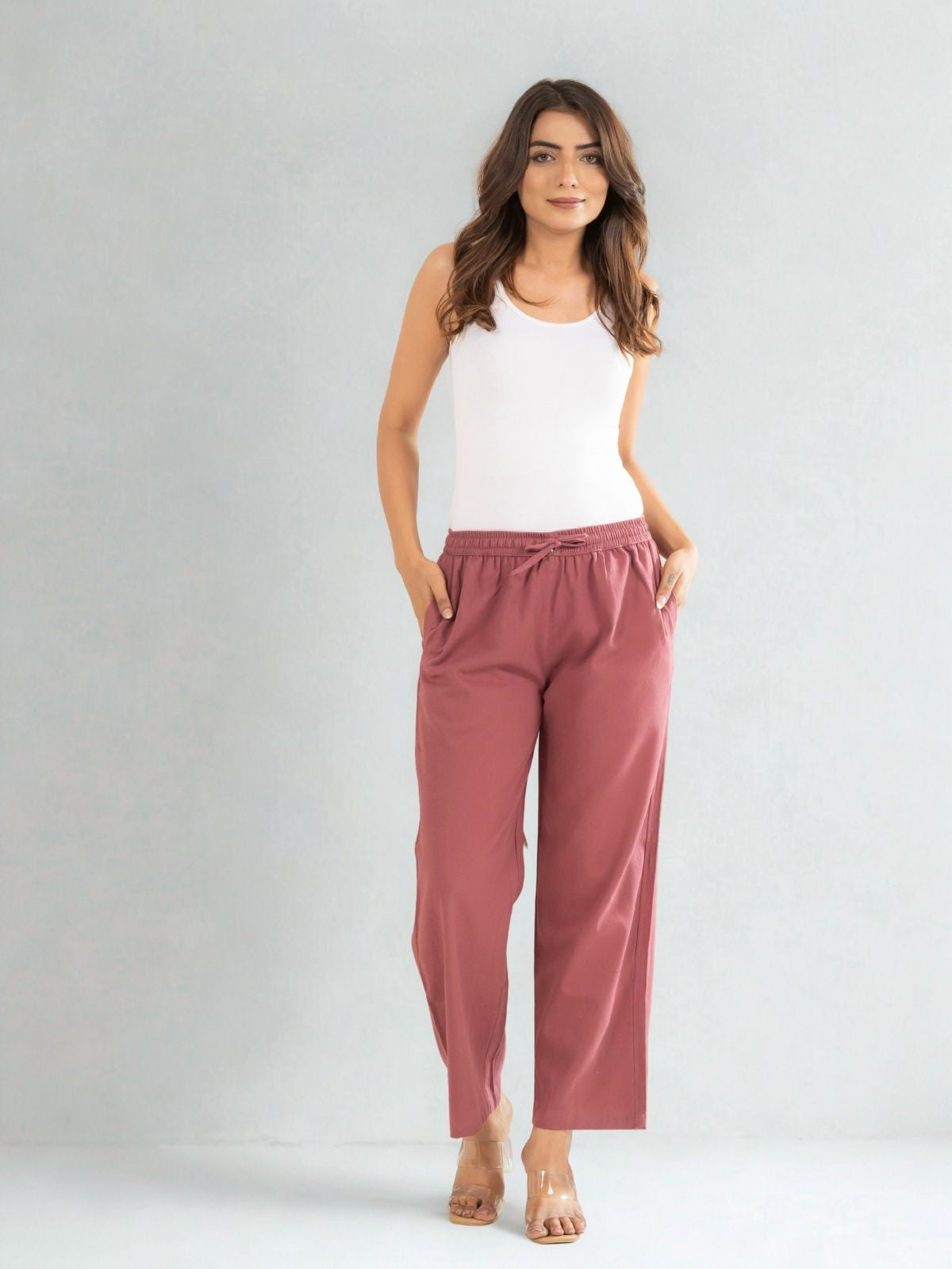 Rose Taupe Cotton Twill Pajama Pants