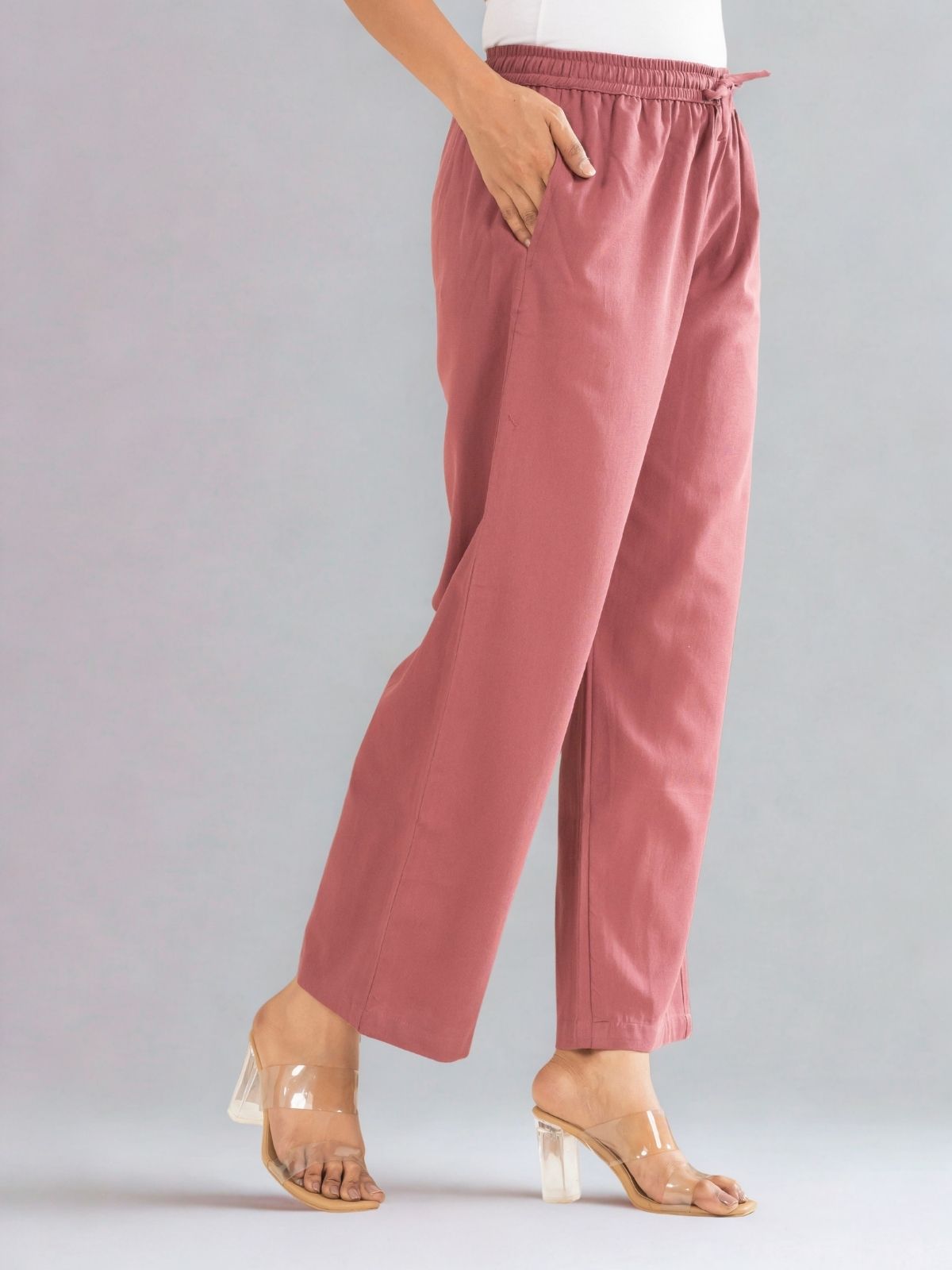 Rose Taupe Cotton Twill Pajama Pants
