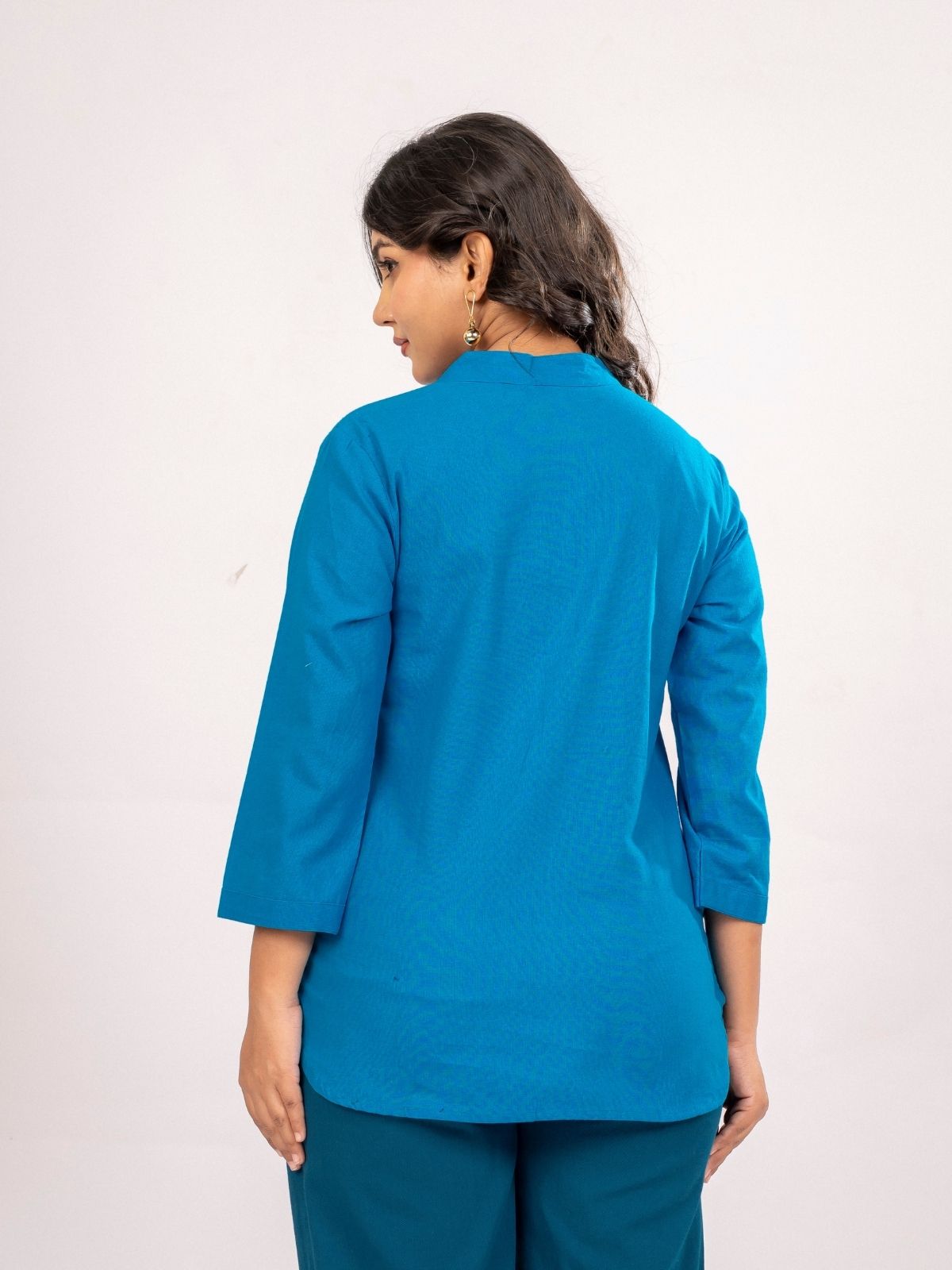 Turquoise Cotton Comfort Tops