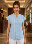 Turquoise Stripe Cotton Top