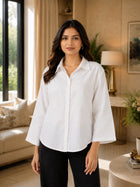 White Cotton bell Sleeves Shirts