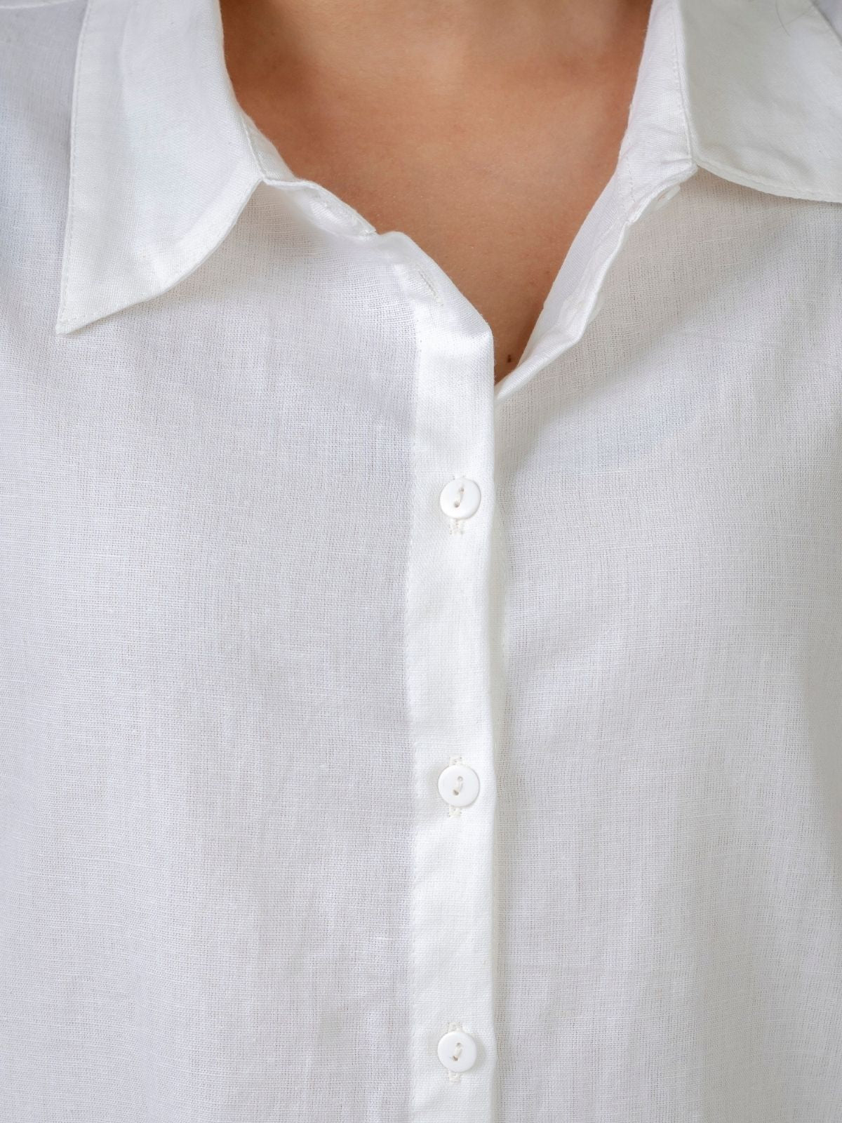 White Cotton bell Sleeves Shirts