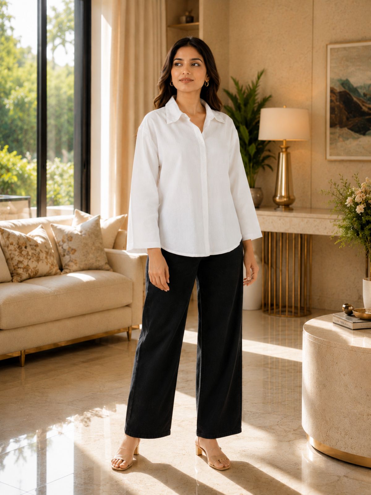 White Cotton bell Sleeves Shirts