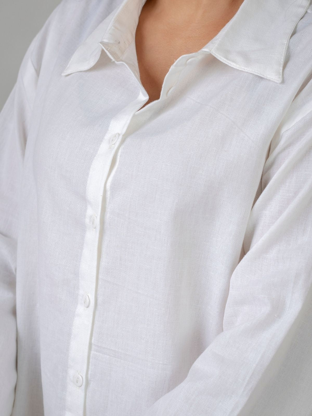 White Cotton bell Sleeves Shirts