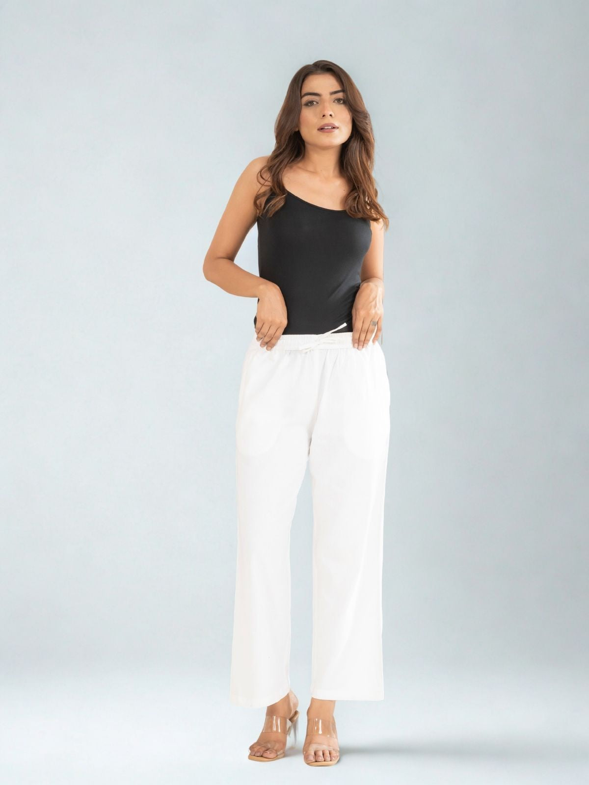 White Cotton Twill Pajama Pants