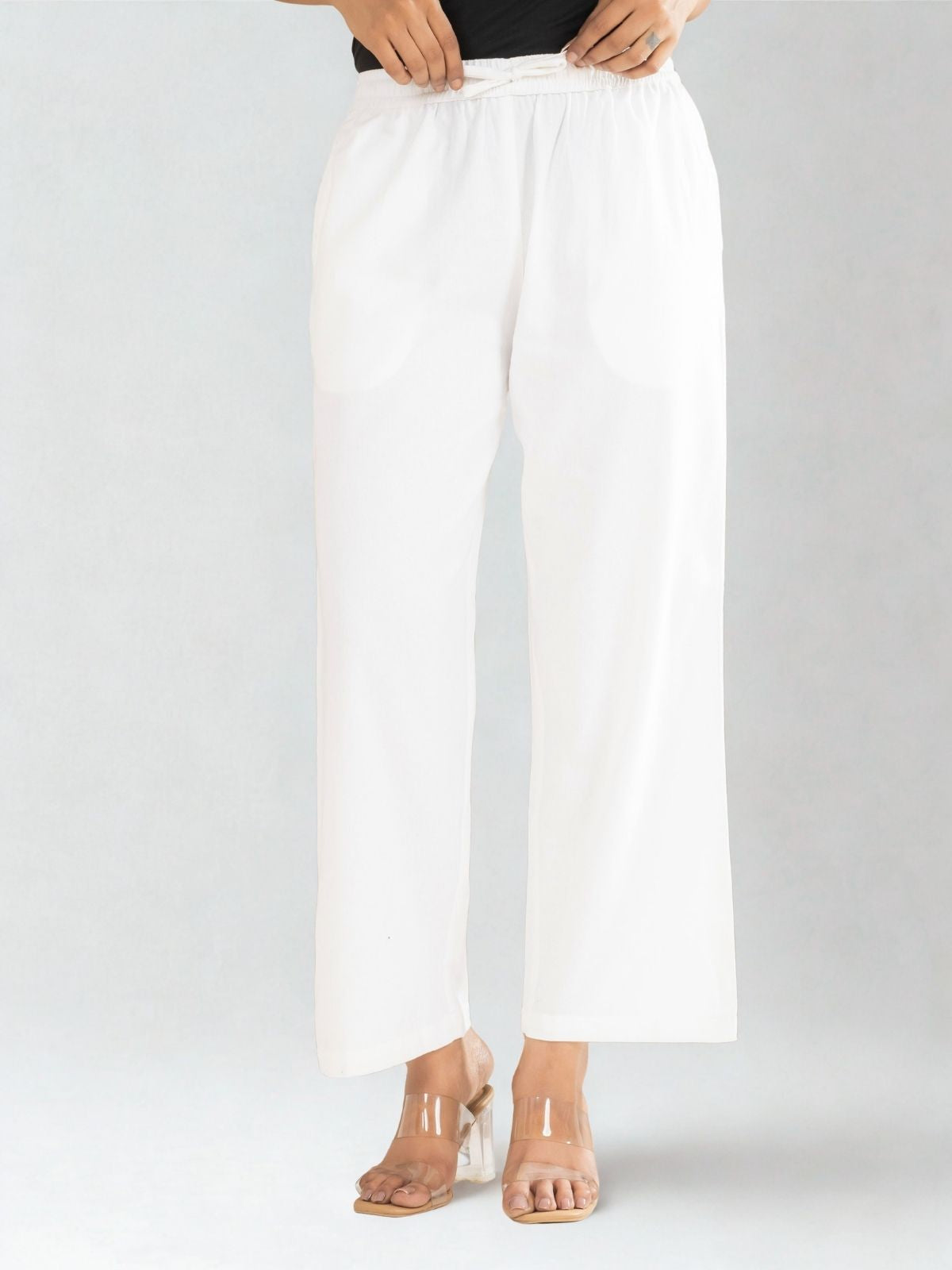 White Cotton Twill Pajama Pants