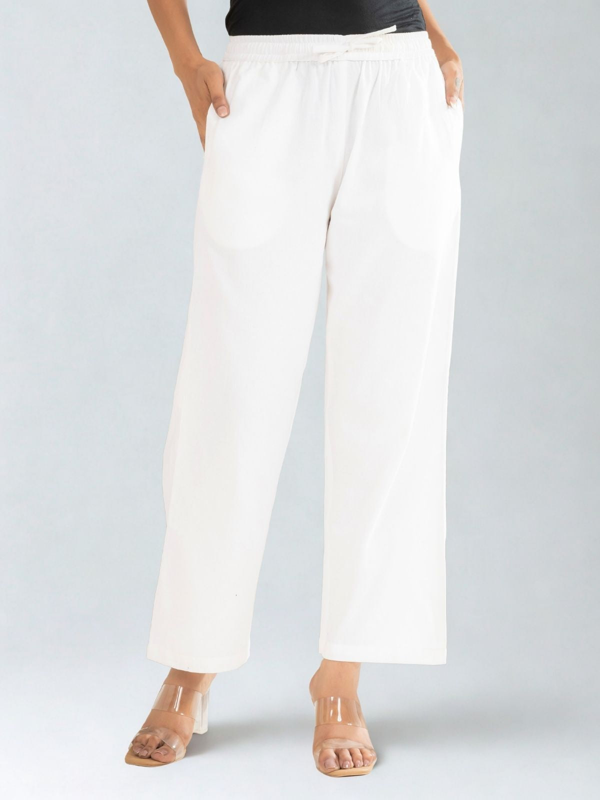 White Cotton Twill Pajama Pants