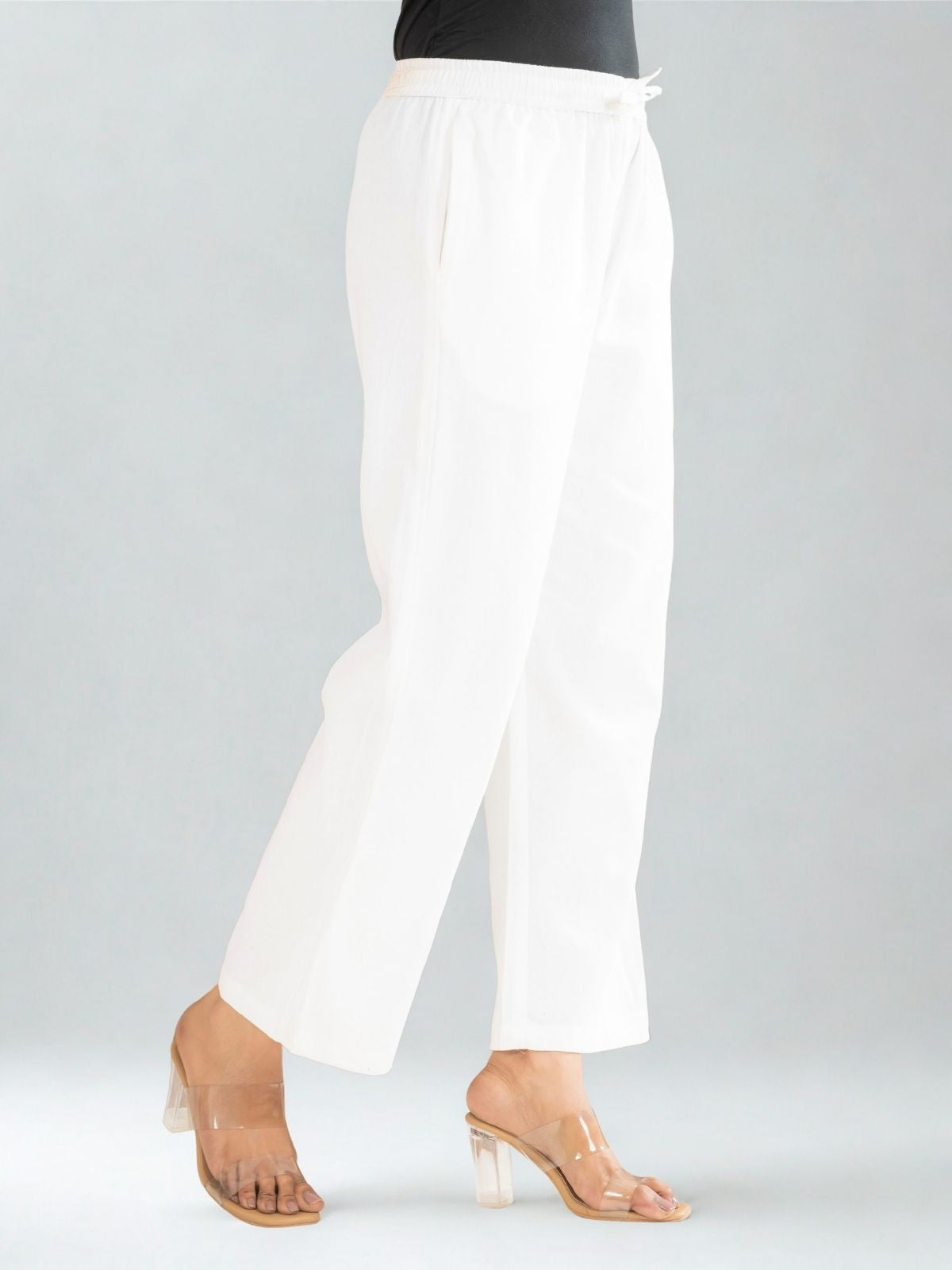 White Cotton Twill Pajama Pants