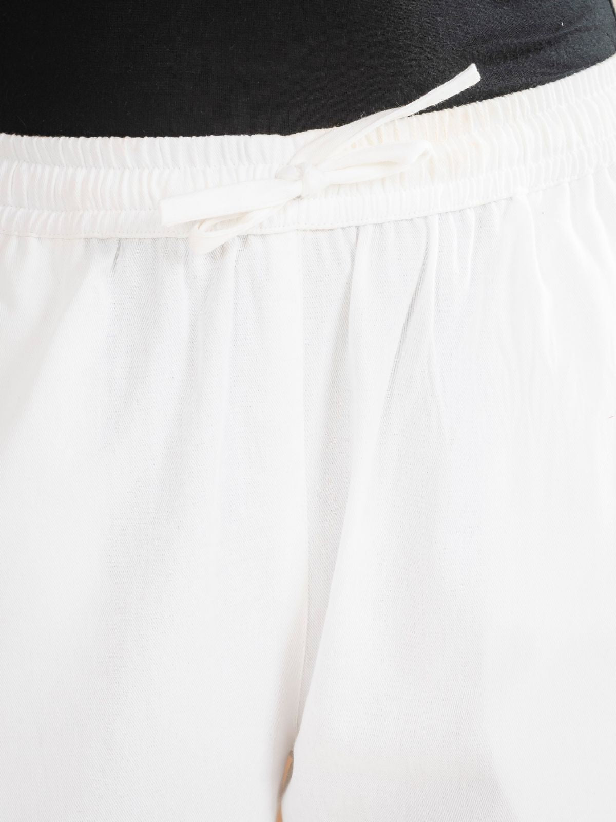 White Cotton Twill Pajama Pants