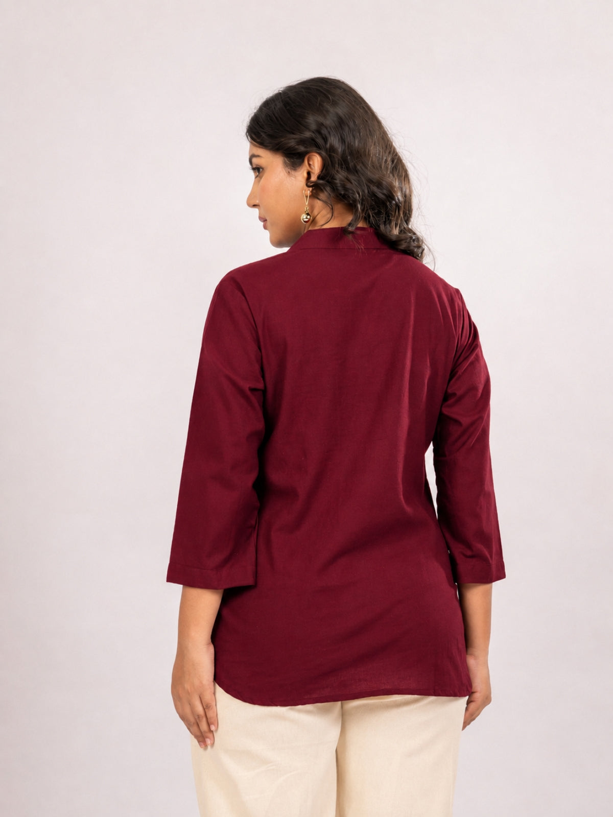 Wine Cotton Comfort Tops