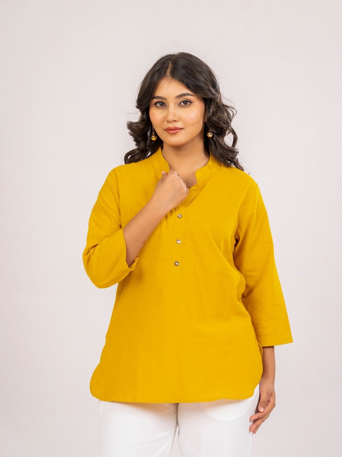 Yellow Cotton Comfort Tops