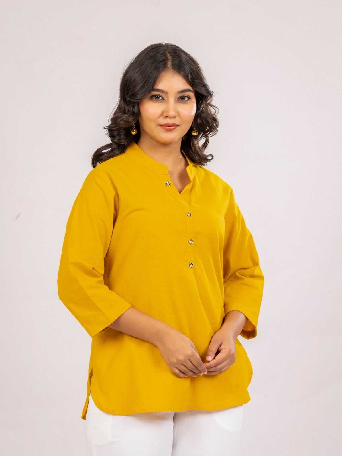 Yellow Cotton Comfort Tops