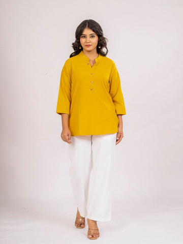 Yellow Cotton Comfort Tops