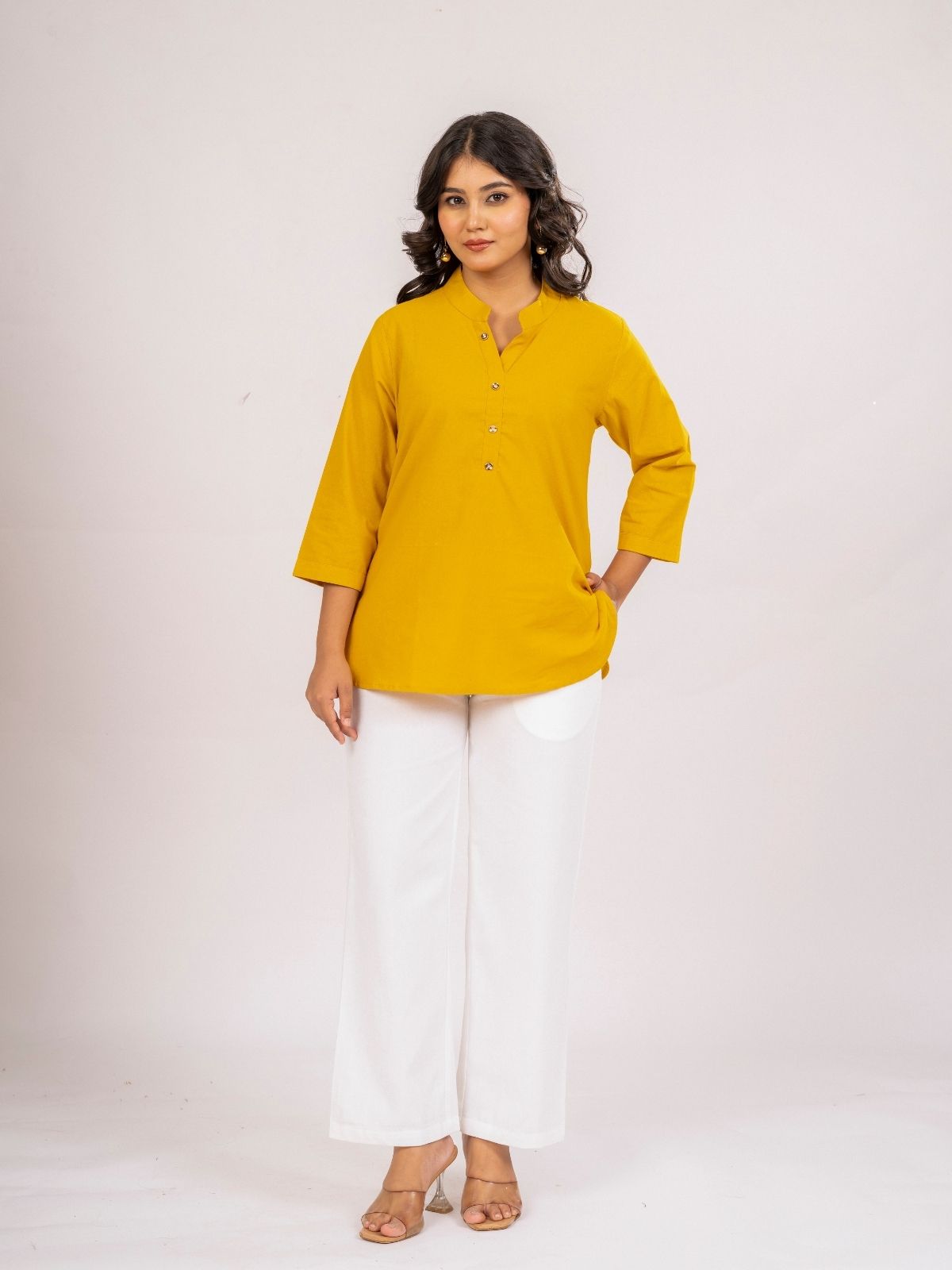 Yellow Cotton Comfort Tops