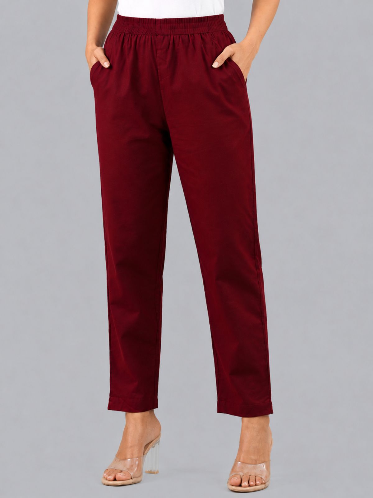 Rani & Wine Regular Fit Elastic Cotton Trouser Combo