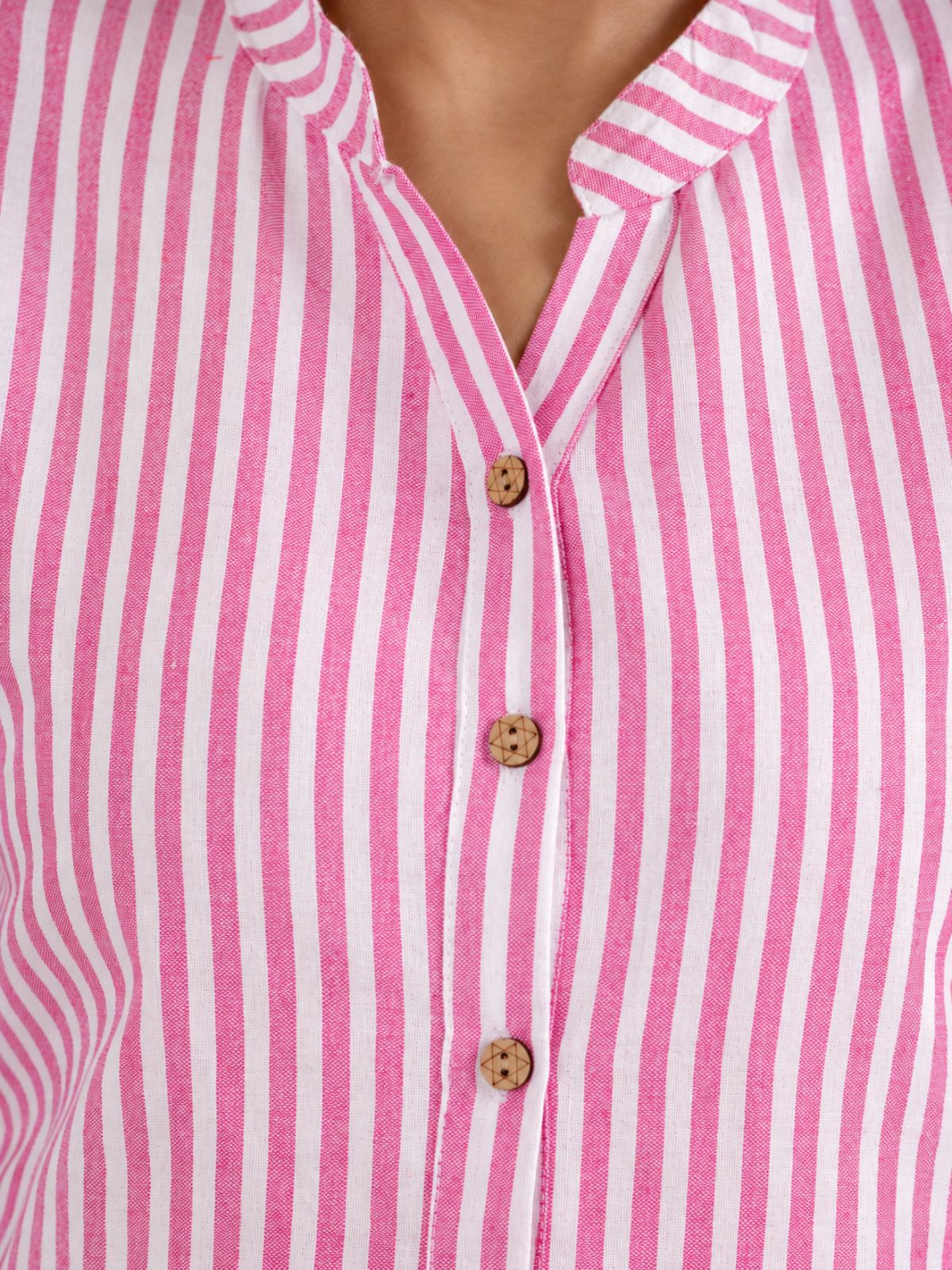 Blue & Pink Elegant Small Stripe Shoulder-Pleat Shirts Combo