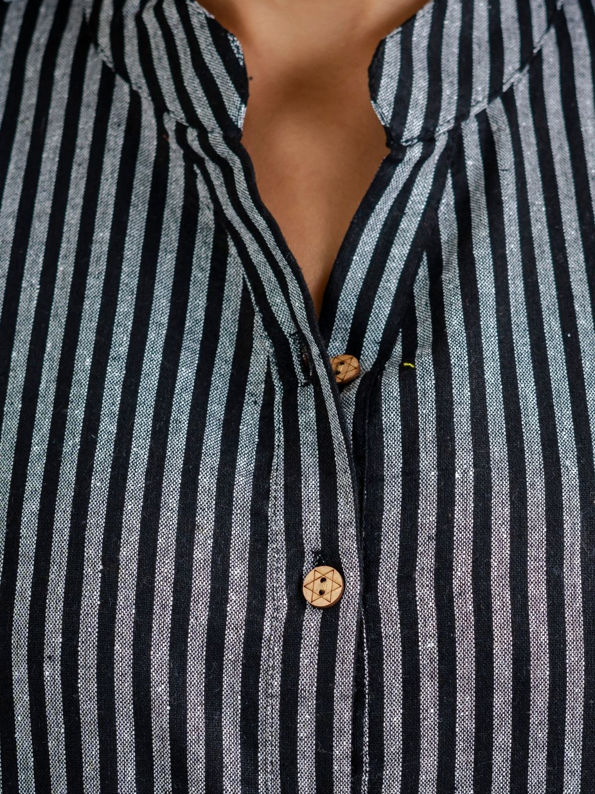 Black & Brown Elegant Small Stripe Shoulder-Pleat Shirts Combo