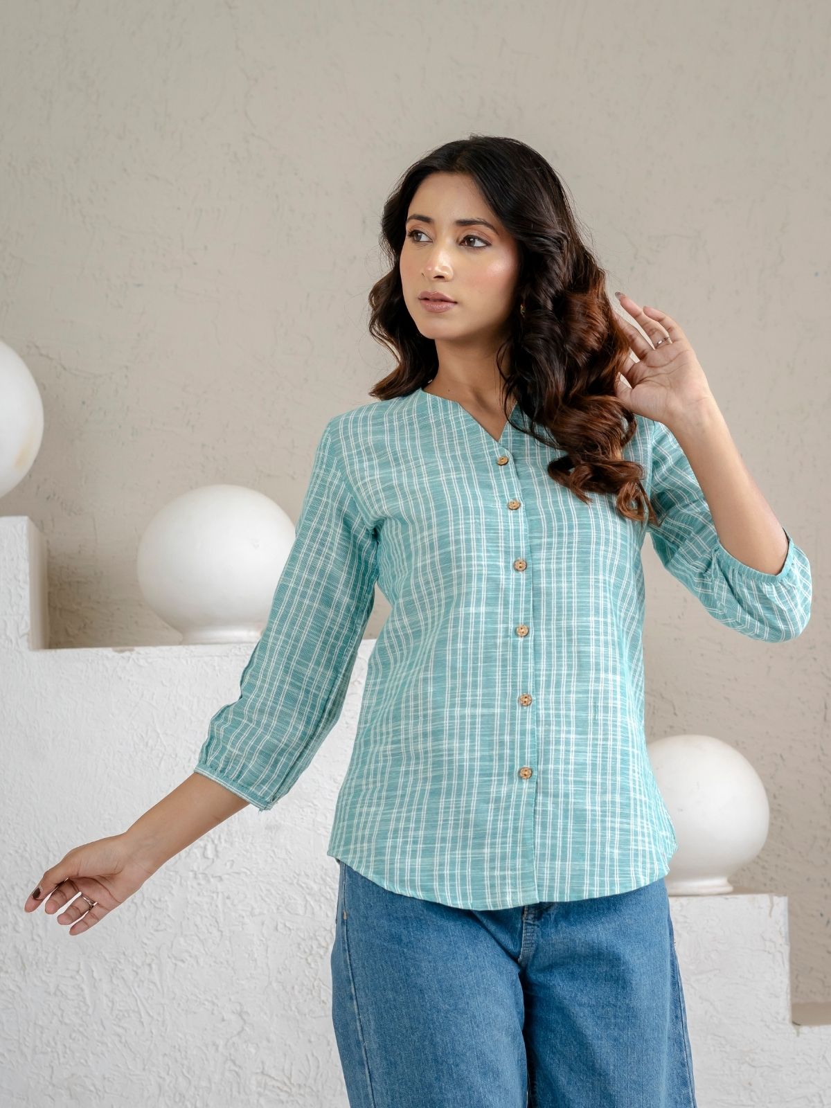Green Striped  Shirt