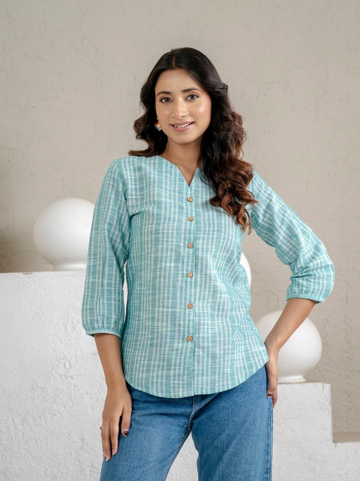 Dark Green & Dark Grey Striped Shirts Combo