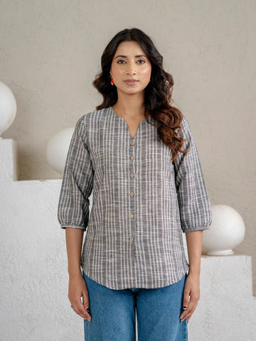 Grey Striped  Shirt