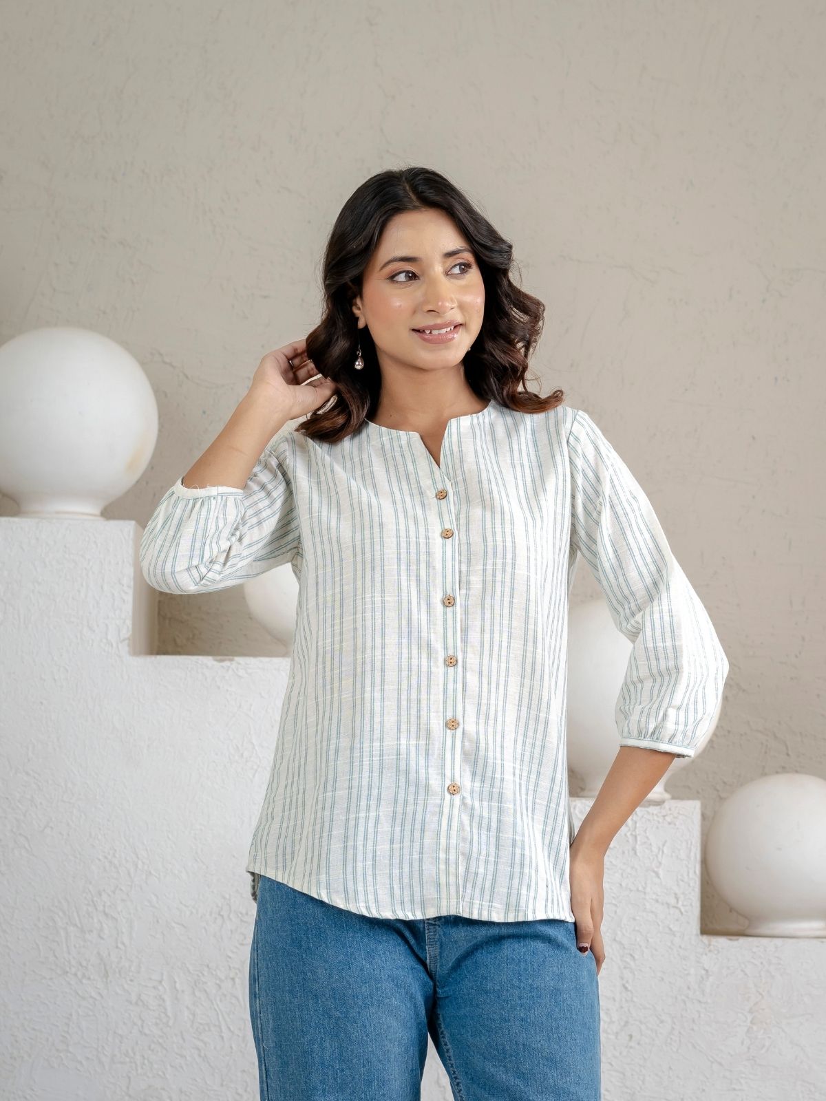 Green Striped  Shirt