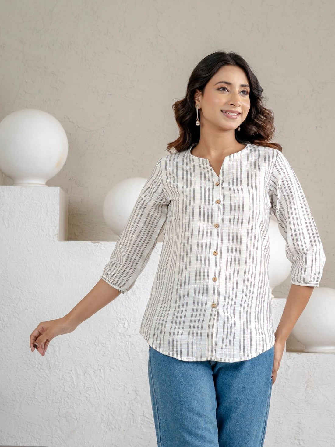 Grey Striped  Shirt